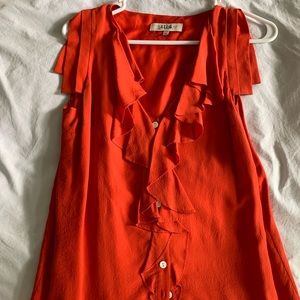 Tibi Orange Sleeveless Blouse 0